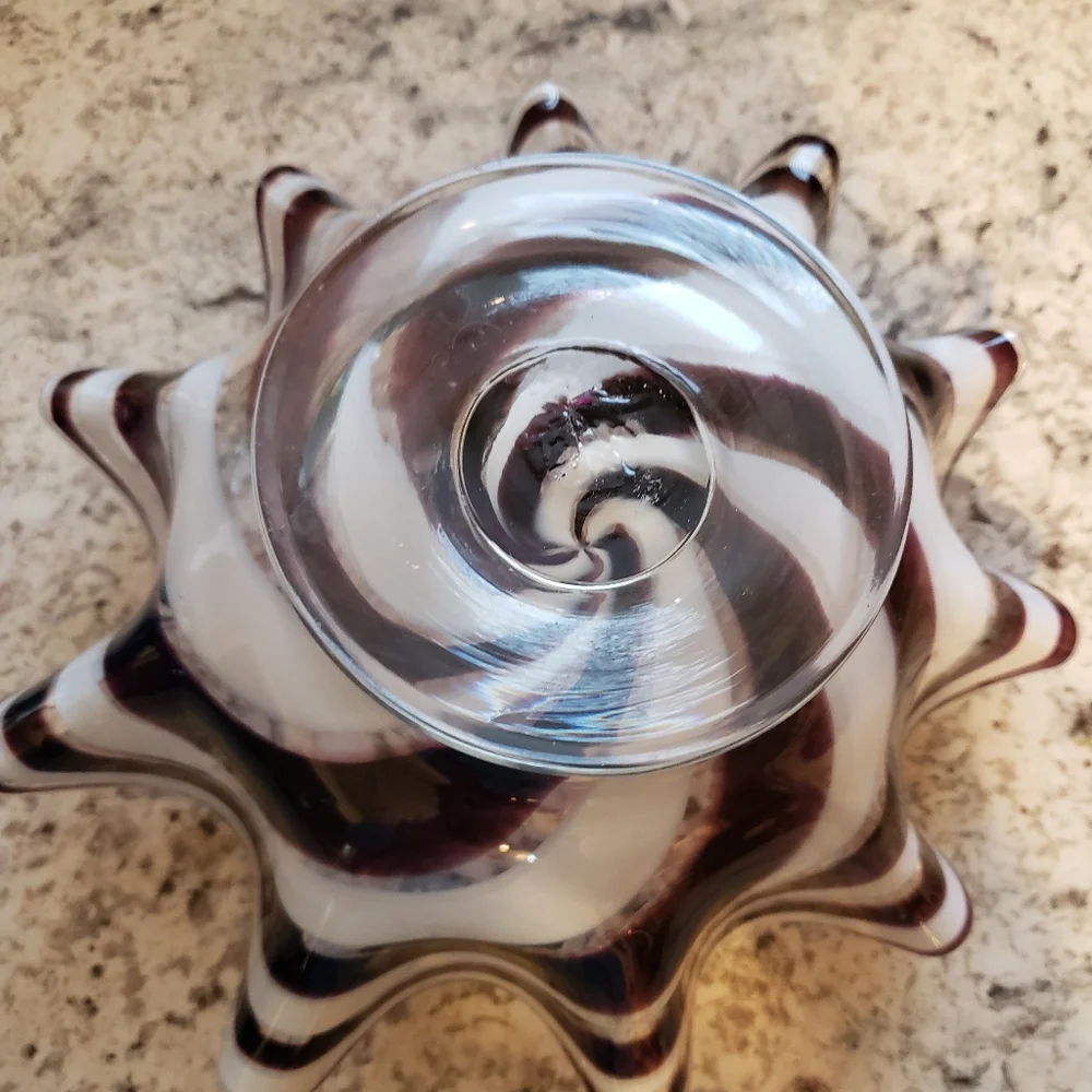 Candy dish, serving dish hand-blown pure and white
